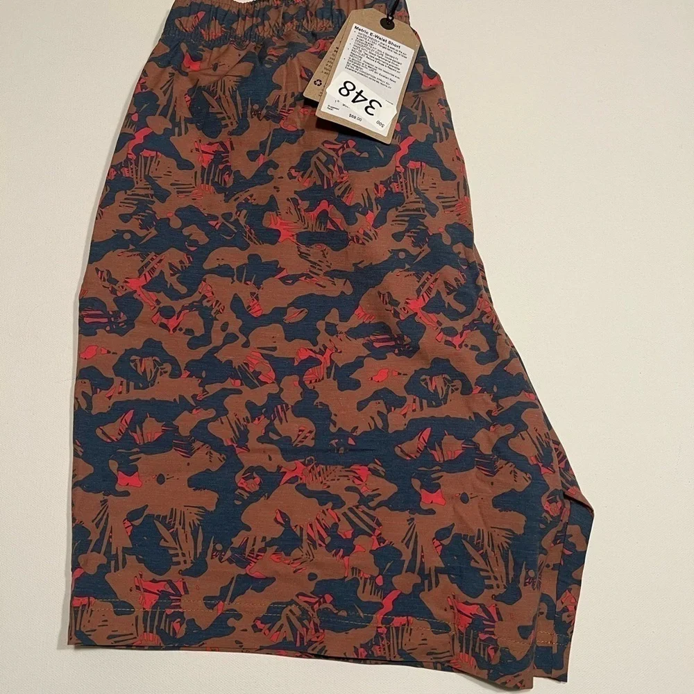 NWT prAna Metric E-Waist Shorts Mens Size Large XL Fresca Camo 8” No Liner (D4)